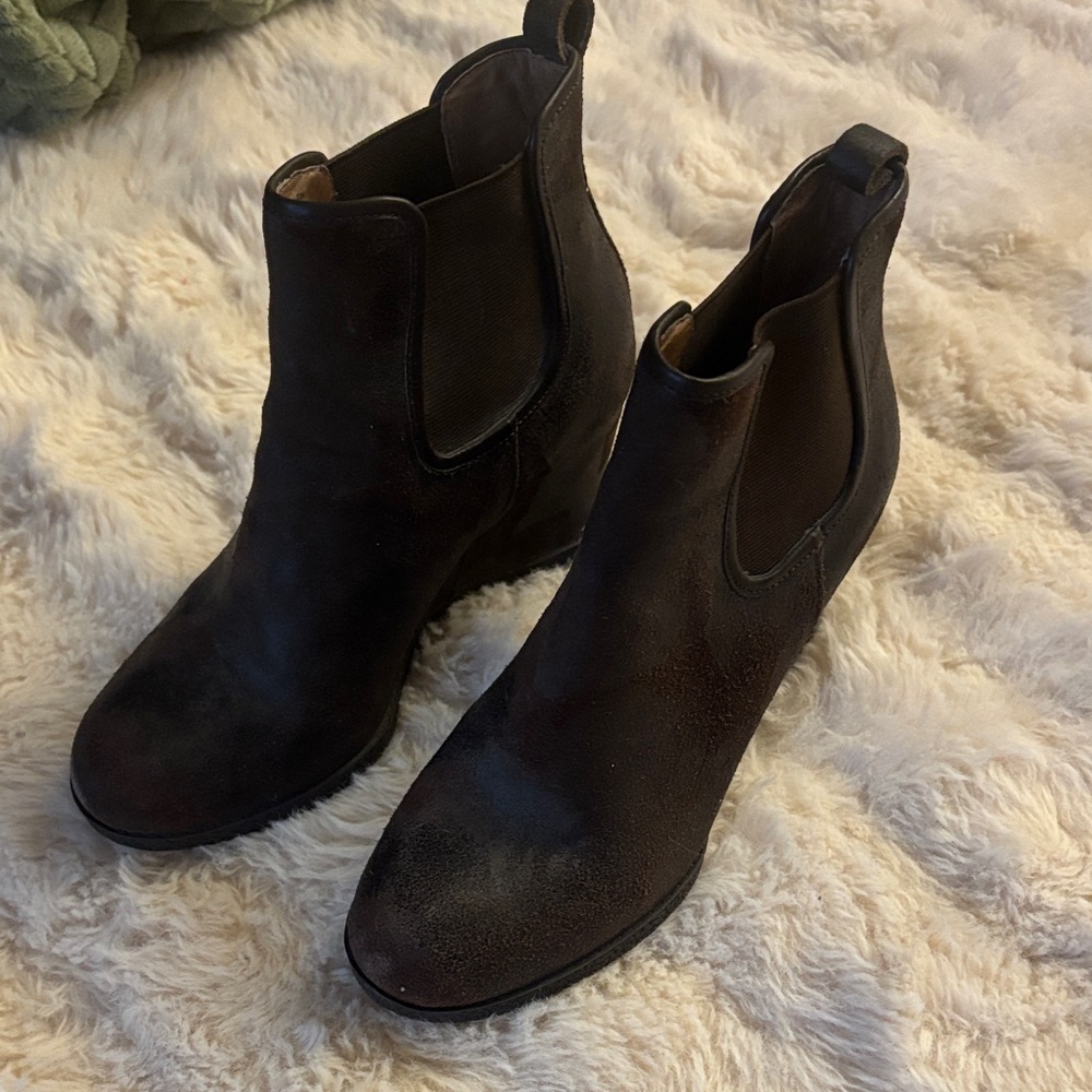 Donald J. Pliner Dark Brown Suede Chelsea Ankle Booties
